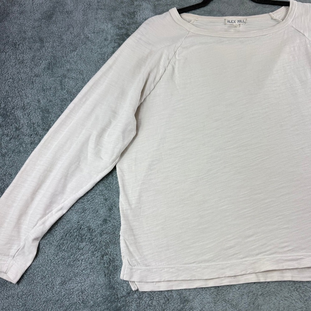 Alex Mill Womens Slub Jersey Long Sleeve Raglan Tee Oatmeal Beige Size M - Picture 5 of 11